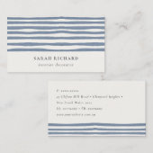 Boho Chic Dusky Blue Watercolor Hand Drawn Strips Visitenkarte (Vorne/Hinten)