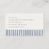 Boho Chic Dusky Blue Watercolor Hand Drawn Strips Visitenkarte (Rückseite)