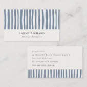 Boho Chic Dusky Blue Watercolor Hand Drawn Strips Visitenkarte (Vorne/Hinten)