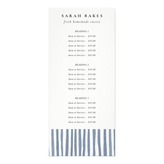 Boho Chic Dusky Blue Watercolor Hand Drawn Strips Werbekarte (Vorne)