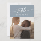 Boho Chic Dusty Blue Foto Tischnummern (Vorderseite)