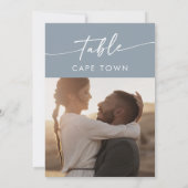 Boho Chic Dusty Blue Foto Tischnummern (Rückseite)