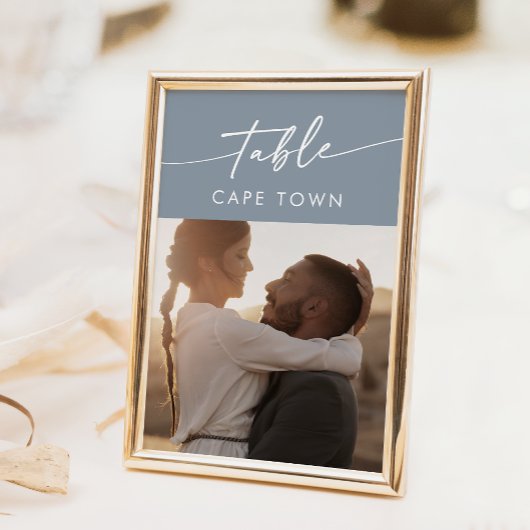 Boho Chic Dusty Blue Foto Tischnummern