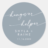 Boho Chic Dusty Blue Hangover Helper Favor Runder Aufkleber (Vorderseite)