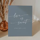 Boho Chic Dusty Blue Liebe ist süße Hochzeit Sockelschild