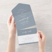 Boho Chic Dusty Blue Meal Choice UAWG Wedding All In One Einladung (Abreißen)