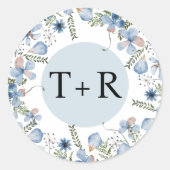 Boho Chic Dusty Blue Monogram Umschlag Aufkleber B (Vorderseite)