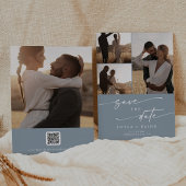 Boho Chic Dusty Blue Multi Foto QR Code Save The Date