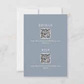 Boho Chic Dusty Blue QR-Code Details RSVP Karte (Rückseite)