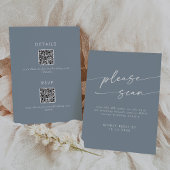 Boho Chic Dusty Blue QR-Code Details RSVP Karte