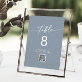 Boho Chic Dusty Blue QR Code Tischnummern