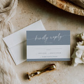 Boho Chic Dusty Blue Simple Wedding RSVP Karte