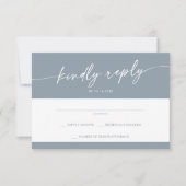 Boho Chic Dusty Blue Simple Wedding RSVP Karte (Vorderseite)