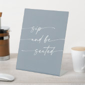 Boho Chic Dusty Blue Sip wird Hochzeit gesetzt Sockelschild (In SItu)