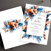 Boho Chic Dusty Blue Terracotta Elegant Wedding Einladung