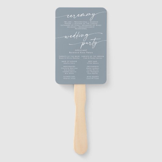 Boho Chic Dusty Blue Wedding Program Fächer (Rückseite)