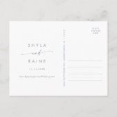 Boho Chic Dusty Blue Wedding Save the Date Einladungspostkarte (Rückseite)