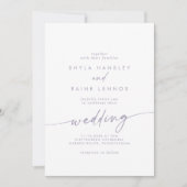Boho Chic Dusty Lila Front and Back Wedding Einladung (Vorderseite)