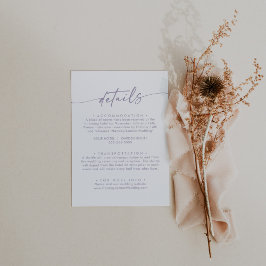 Boho Chic Dusty Lila Hochzeitdetails Begleitkarte