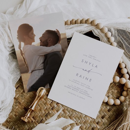 Boho Chic Dusty Lila Lässiges Foto Hochzeit Einladung