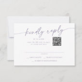 Boho Chic Dusty Lila Mail In und QR Code RSVP Karte (Vorderseite)