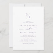 Boho Chic Dusty Lila Monogram Wedding Einladung (Vorderseite)