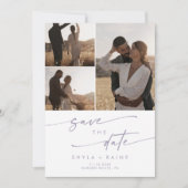 Boho Chic Dusty Lila Multi-Foto QR-Code Save The Date (Vorderseite)