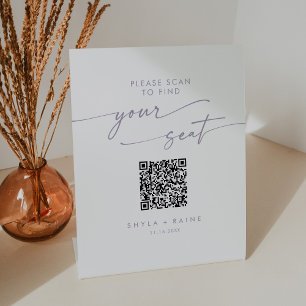 Boho Chic Dusty Lila Seating Chart QR Code Sockelschild