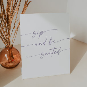 Boho Chic Dusty Lila Sip wird Hochzeit gesetzt Sockelschild