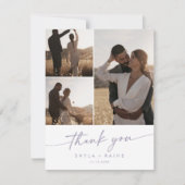 Boho Chic Dusty Lila Wedding Foto Collage Dankeskarte (Vorderseite)