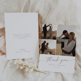 Boho Chic Dusty Lila Wedding Foto Collage Dankeskarte