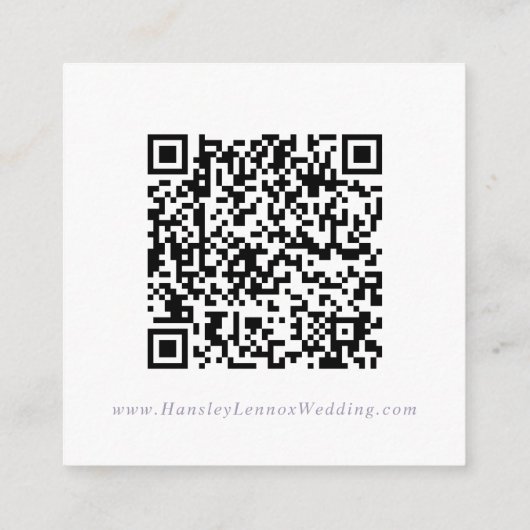 Boho Chic Dusty Lila Wedding QR Code Details Begleitkarte (Rückseite)
