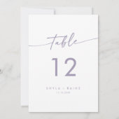 Boho Chic Dusty Lila Wedding Tischnummern (Rückseite)