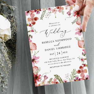 Boho Chic Dusty Pink Blume Hochzeit Einladung