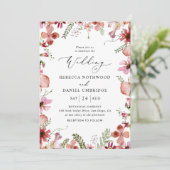 Boho Chic Dusty Pink Blume Hochzeit Einladung (Stehend Vorderseite)