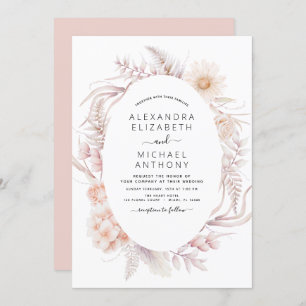 Boho Chic Dusty Pink Wüste Einladung zur Hochzeit