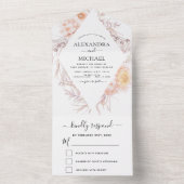 Boho Chic Dusty Pink Wüste Wedding RSVP All In One Einladung (Innen Boden)