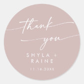 Boho Chic Dusty Rose Pink Danke Gastgeschenk Hochz Runder Aufkleber (Vorderseite)