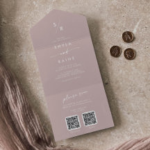 Boho Chic Dusty Rose Pink Dual QR Code Hochzeit