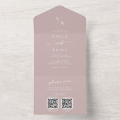 Boho Chic Dusty Rose Pink Dual QR Code Hochzeit All In One Einladung (Innen Boden)
