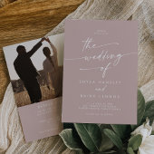 Boho Chic Dusty Rose Pink Foto QR Code Hochzeit Einladung