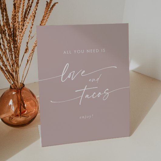 Boho Chic Dusty Rose Pink Liebe Taco Bar Wedding Sockelschild