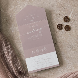 Boho Chic Dusty Rose Pink Meal Choice UAWG Wedding All In One Einladung