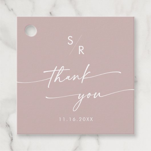 Boho Chic Dusty Rose Pink Monogram Vielen Dank Geschenkanhänger (Vorderseite)