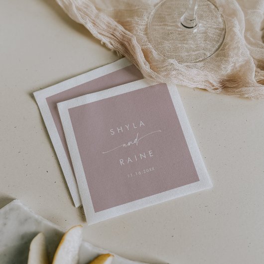 Boho Chic Dusty Rose Pink Monogram Wedding Napkins Serviette