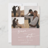Boho Chic Dusty Rose Pink Multi-Foto QR Code Save The Date (Vorderseite)