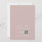 Boho Chic Dusty Rose Pink QR Code Französisch Hoch Einladung (Rückseite)