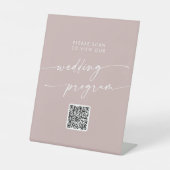Boho Chic Dusty Rose Pink QR Code Hochzeitsprogram Sockelschild (Vorderseite)