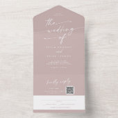 Boho Chic Dusty Rose Pink QR Code Mail bei Hochzei All In One Einladung (Innen Boden)