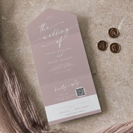 Boho Chic Dusty Rose Pink QR Code Mail bei Hochzei All In One Einladung